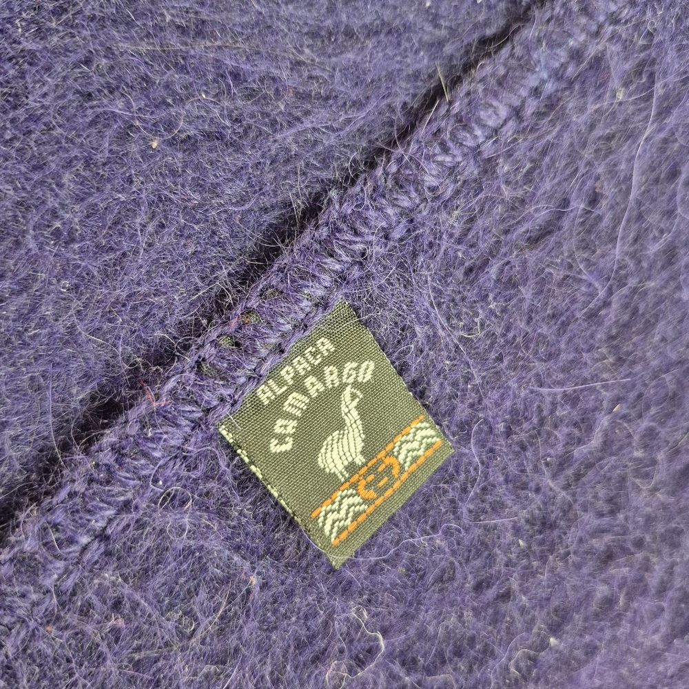 Alpaca Blend Purple Scarf With Fringe - Picture 3 of 4